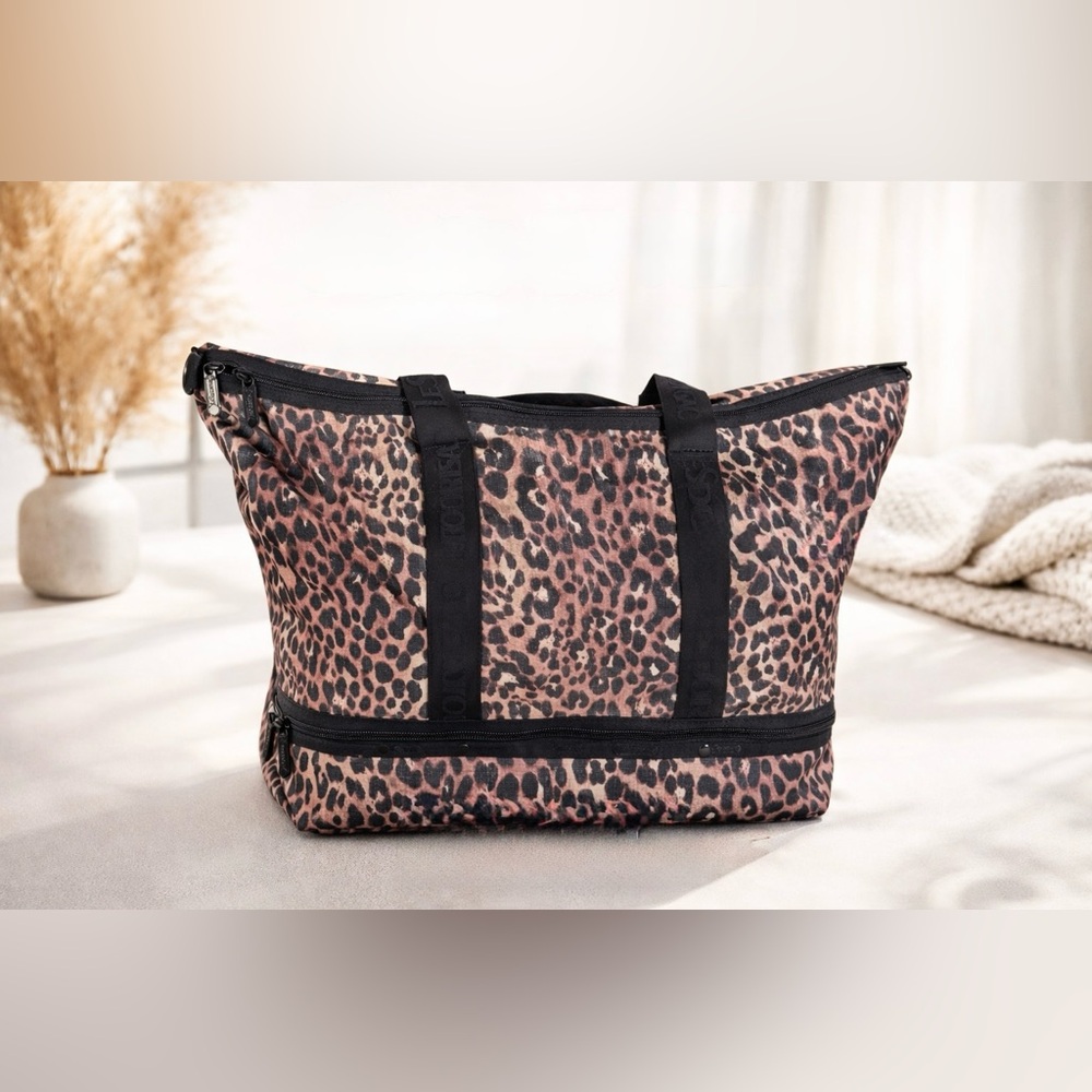 Lesportsac Packable Adjustable Leopard Tote Bag Large Travel Vacation $175